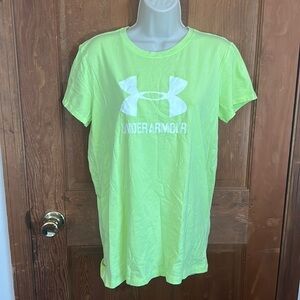 Under Armour Women’s Neon Yellow HeatGear Loose Fit T-Shirt Size Medium